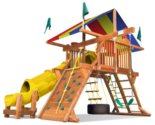 Rainbow Sunshine Castle I Spacesaver with 90 Tube Slide RYB